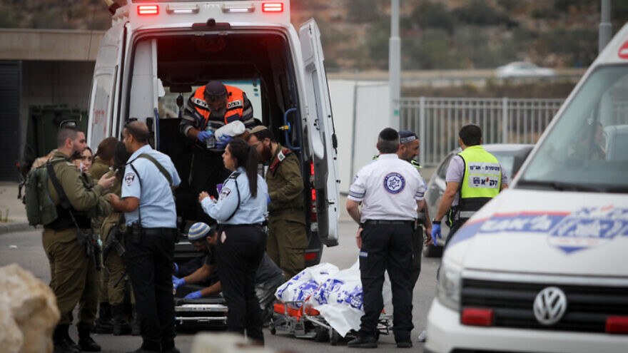 Three Israelis were killed and three others wounded in a Palestinian terrorist attack in and around Ariel in Samaria, November 15, 2022. Credit: Flash90.