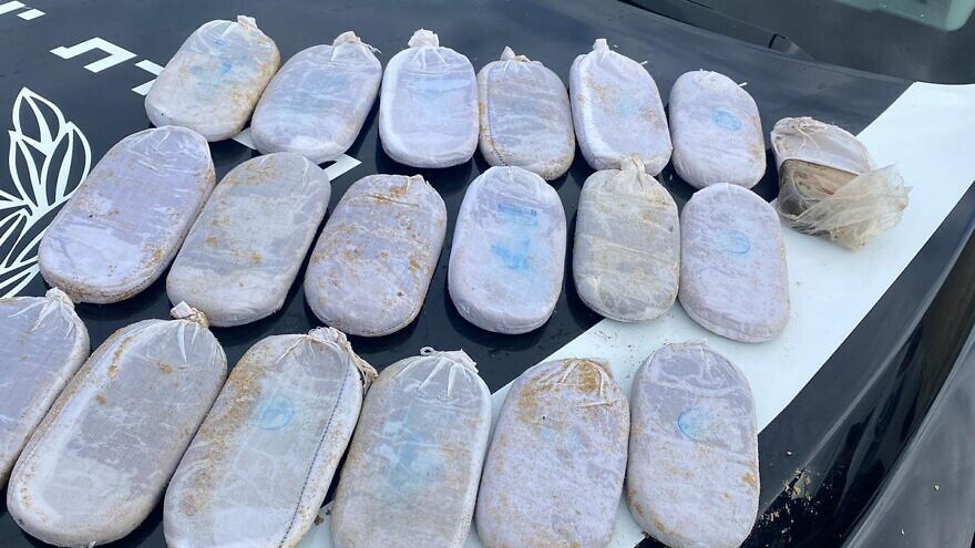 Suspected narcotics that washed up on Israeli shores spanning from Tel Aviv in the center to Nahariya in the north, Nov. 26, 2022. Credit: Israel Police.