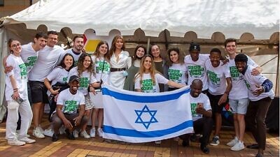 StandWithUs staff including Noa Raman; Miss Universe Iraq 2017 Sarah Idan; representatives from SAUJS and students at WITS campus opposing Israel Apartheid Week, March 2022. Credit: StandWithUs.