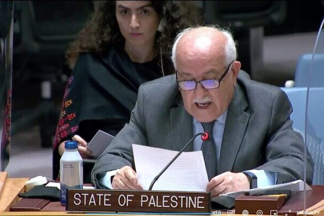 Palestinian Ambassador to the United Nations Riyad Mansour addresses the U.N. Security Council on Aug. 8, 2022. Source: U.N. TV.