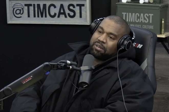 Ye (formerly known as Kanye West) walked out of an interview on podcaster Tim Pool’s show on Nov. 28, 2022, after being questioned about his antisemitic claims. Source: YouTube.