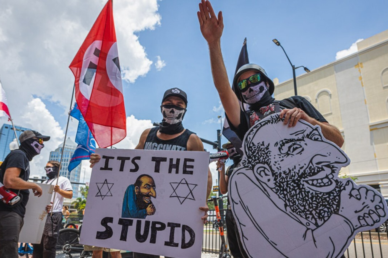 An antisemitic demonstration in Florida. Source: Screenshot.