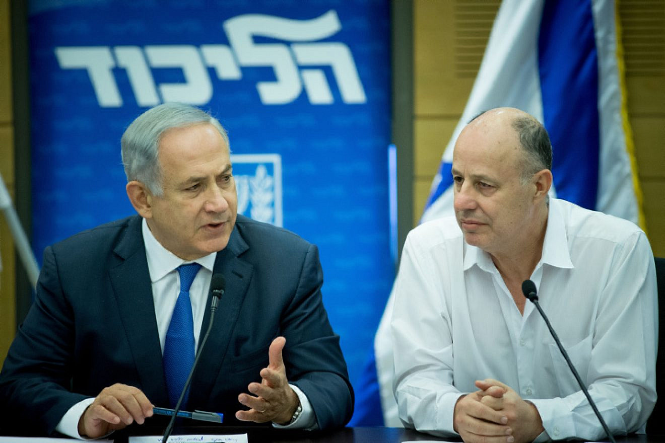 Israeli Prime Minister Benjamin Netanyahu with Knesset member Tzachi Hanegbi at the Knesset, March 28, 2016. Photo by Yonatan Sindel/Flash90.