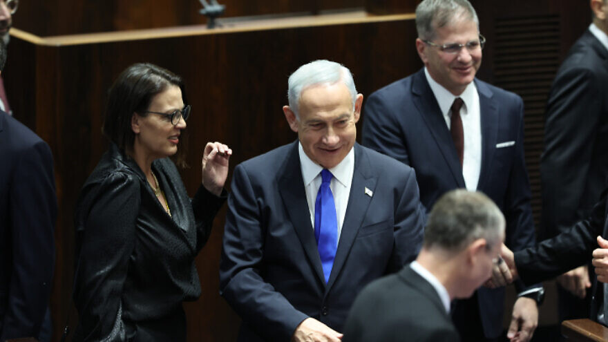 Israeli Prime Minister Benjamin Netanyahu at the swearing-in ceremony of the new Israeli government, at the Knesset, on Dec. 29, 2022. Photo by Yonatan Sindel/Flash90.