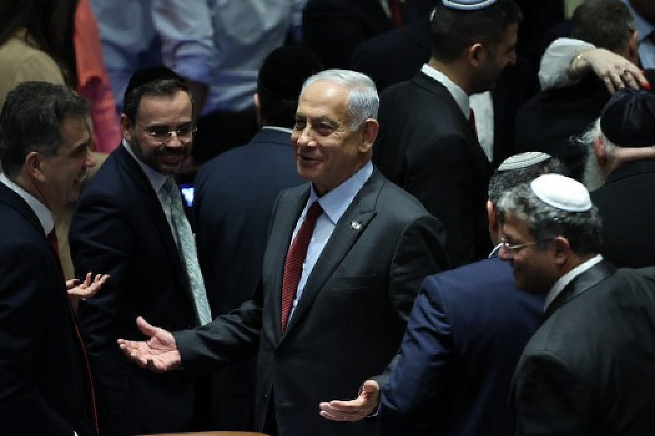 Benjamin Netanyahu during a plenum session in Israel's parliament. Dec. 13, 2022. Photo by Yonatan Sindel/Flash90.