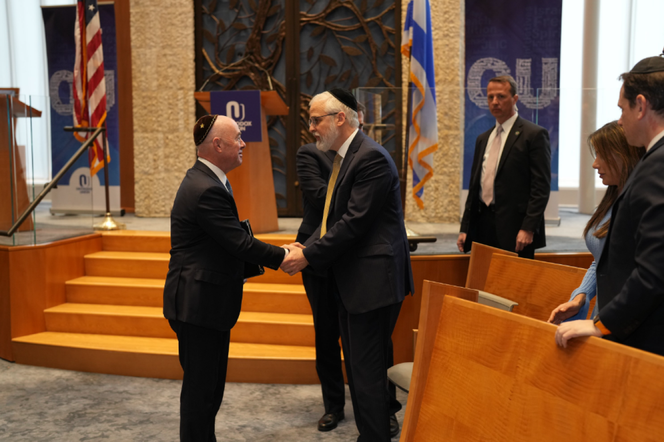 Left to right: U.S. Homeland Security Secretary Alejandro N. Mayorkas and Orthodox Union Executive Vice President Rabbi Moshe Hauer