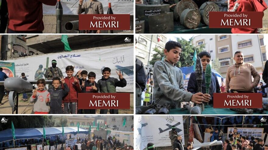 Boys pose with weapons at the Hamas arms exhibition (Source: Safa.ps; T.me/shamal_online1, December 9, 2022) via MEMRI