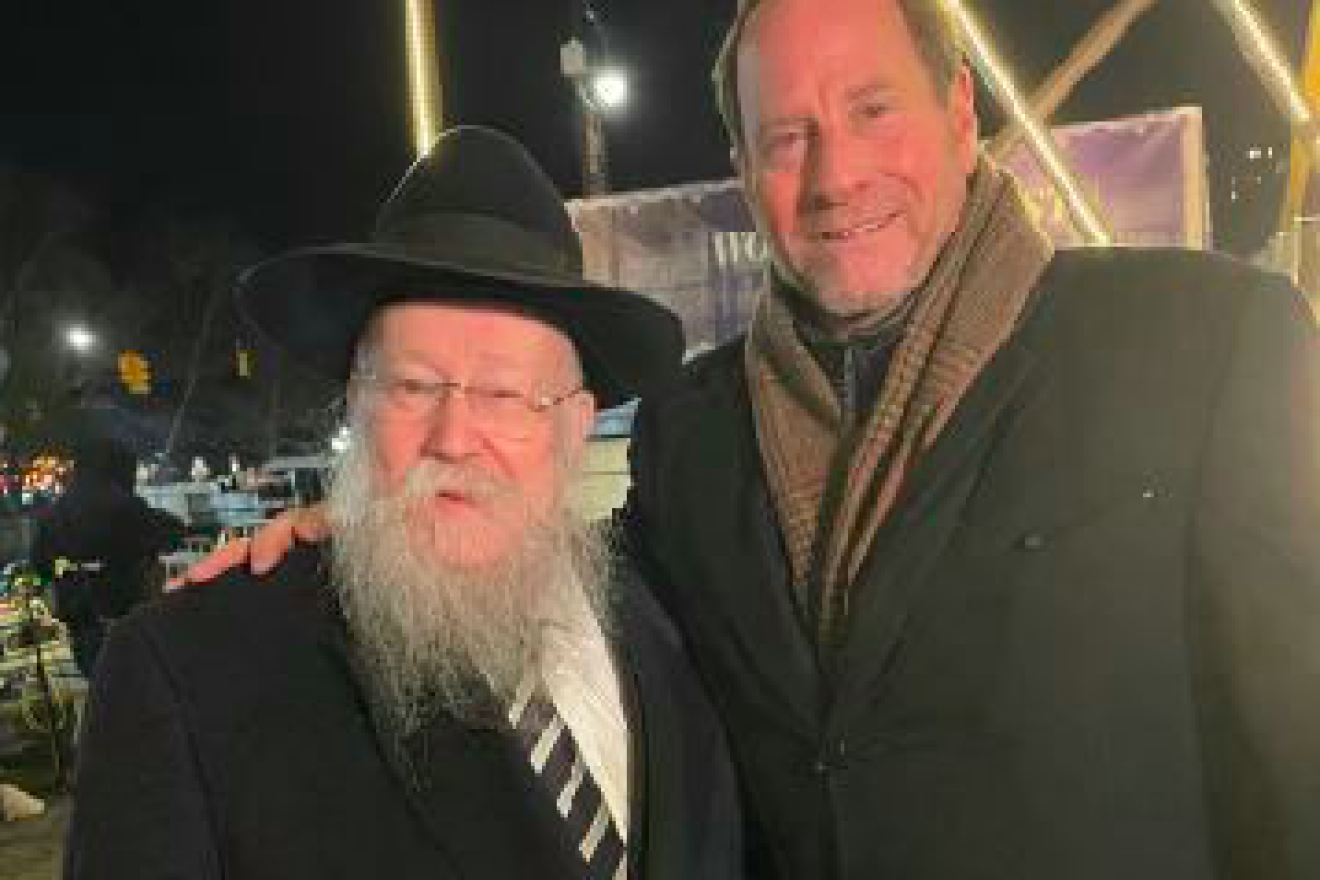 Kent M. Swig (right), president of Swig Equities, with Rabbi Shmuel Butman of the Lubavitch Youth Organization. Credit: Courtesy of Swig Equities.