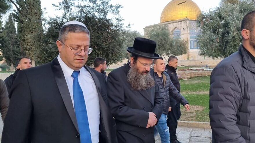 Israeli National Security Minister Itamar Ben-Gvir (left) visits the Temple Mount in Jerusalem, Jan. 3, 2022. Source: Facebook.