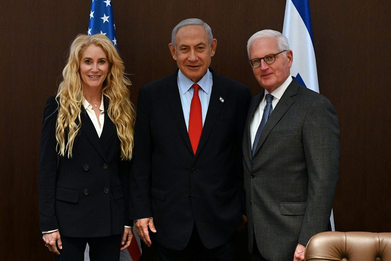 Israeli Prime Minister Benjamin Netanyahu meets with AIPAC President Betsy Korn and CEO Howard Kohr in Jerusalem, Jan. 17, 2023. Credit: Haim Zach/GPO.