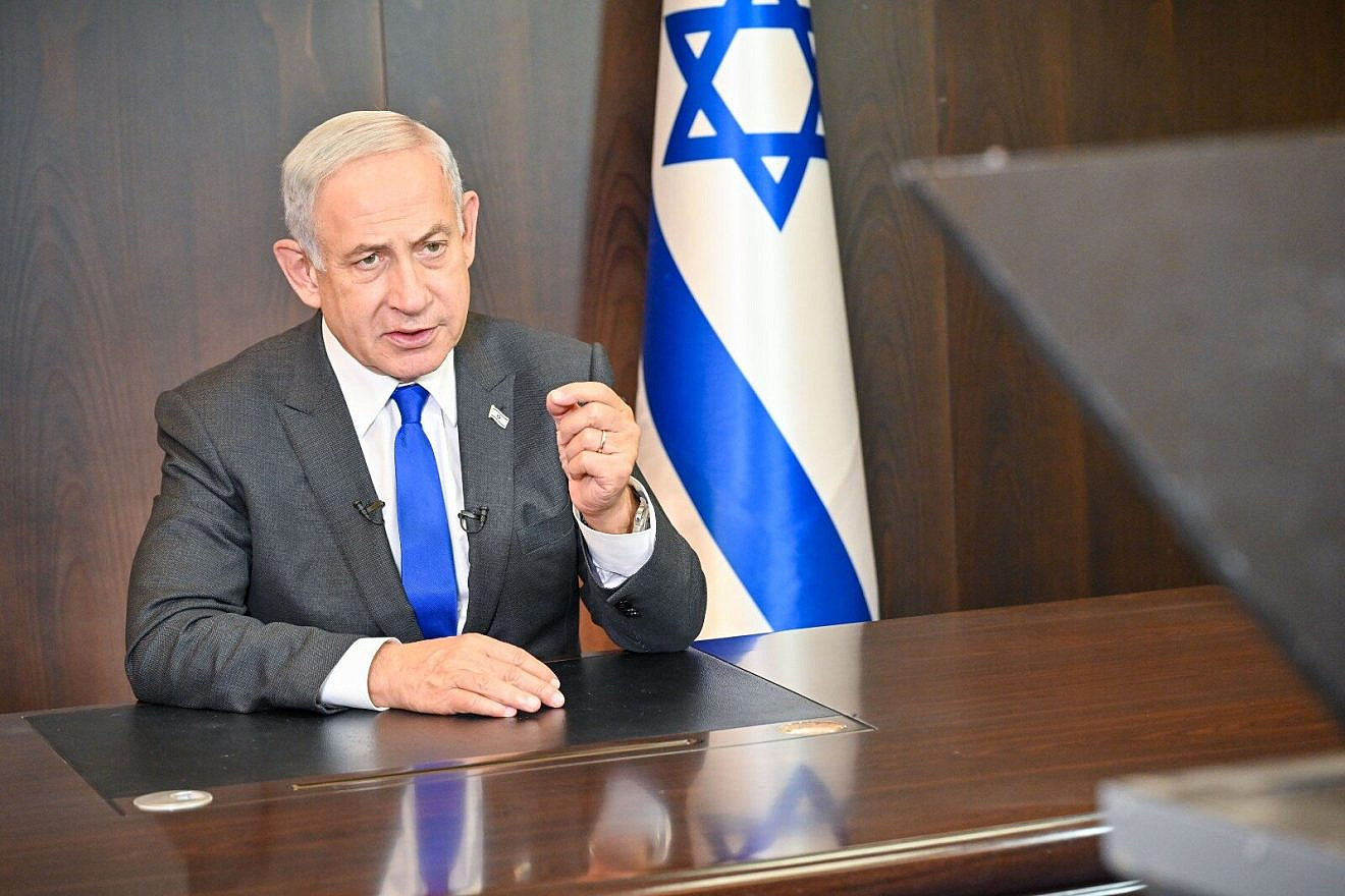 Israeli Prime Minister Benjamin Netanyahu speaks by videoconference to AIPAC leaders and activists, Jan. 9, 2023. Credit: Kobi Gideon/GPO.