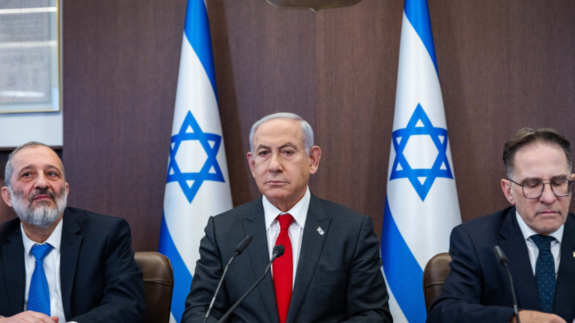 Israeli Prime Minister Benjamin Netanyahu leads a meeting at his office in Jerusalem, Jan. 8, 2023. Photo by Olivier Fitoussi/Flash90.