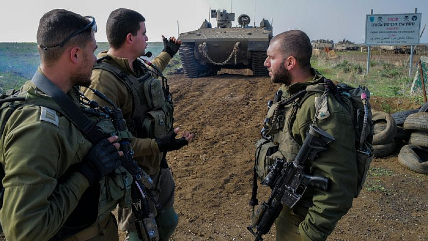 The Israeli Combat Engineering Corps prepare for a joint military exercise with Armored and Givati forces on the Golan Heights, Jan. 10, 2023. Photo by Michael Giladi/Flash90.