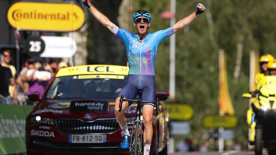 Israel - Premier Tech's Hugo Houle winning stage 16 in the Tour de France in 2022, one of the Israeli team’s two victories. Credit: Sprint Cycling.