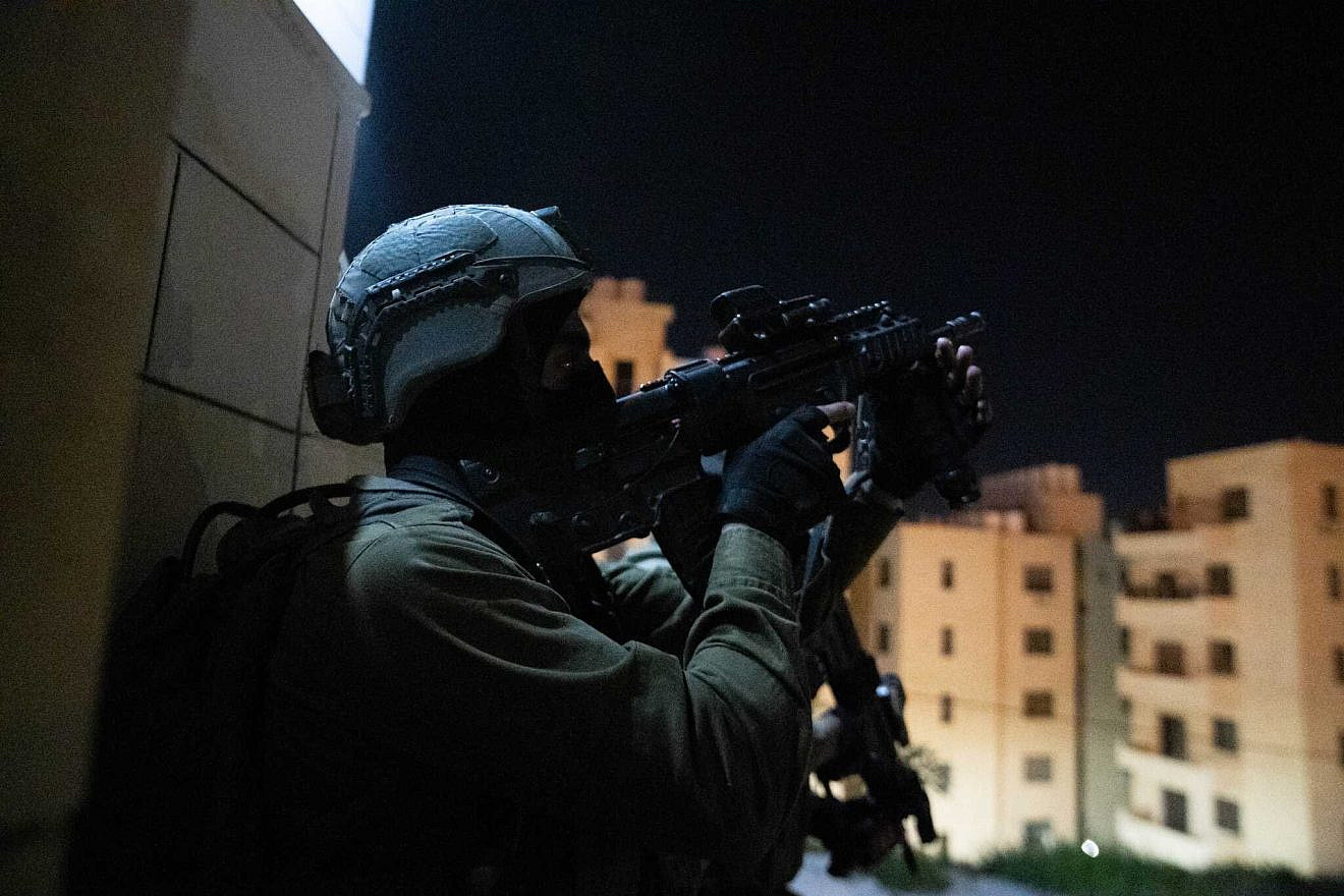 Israel Defense Forces troops during a counterterrorism raid in Judea and Samaria, Jan. 23, 2023. Credit: IDF.