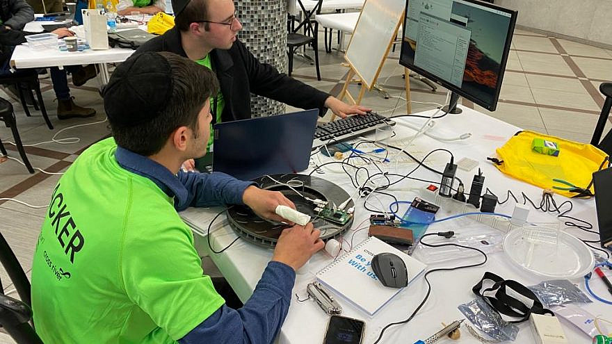 Students work at the JCT Hackathon. Credit: Courtesy.