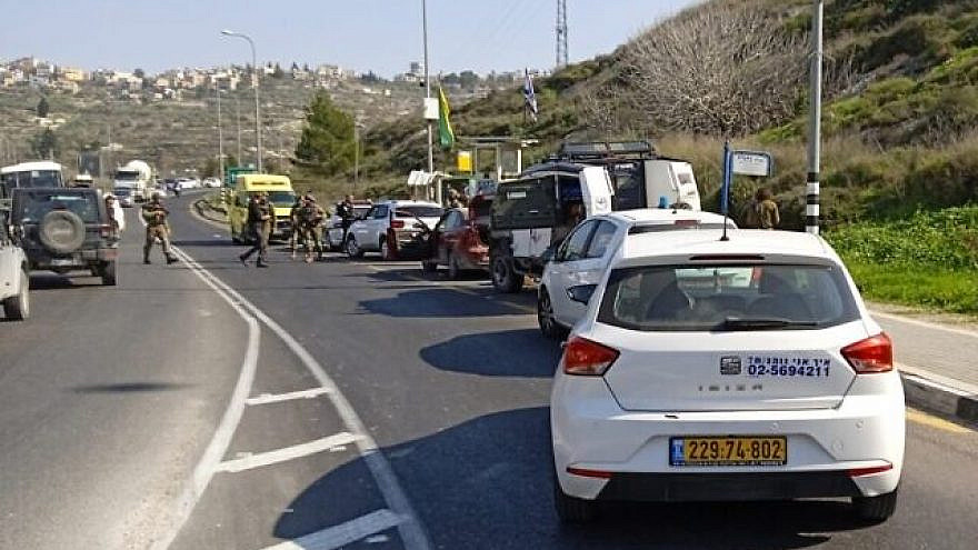 A Palestinian attacker is shot dead after attempting to stab Israel Defense Forces soldiers at a military post on Route 55 near Kedumim in Samaria, Jan, 25, 2023. Credit: United Hatzalah.
