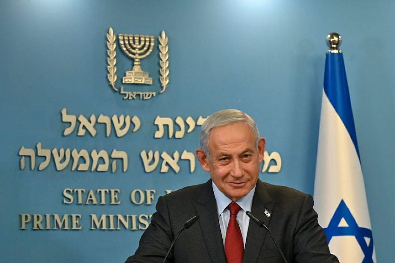 Israeli Prime Minister Benjamin Netanyahu at a press conference to discuss the economy and judicial reform, Jerusalem, Jan. 25, 2023. Photo by Kobi Gideon/GPO.
