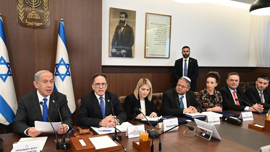 Israeli Prime Minister Benjamin Netanyahu leads a Cabinet meeting in Jerusalem, Jan. 3, 2023. Credit: Haim Zach/GPO.