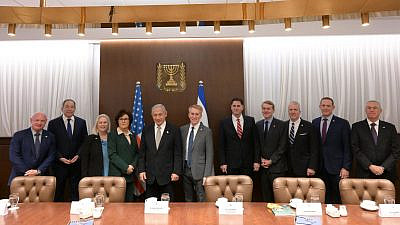 Israeli Prime Minister Benjamin Netanyahu meets with a U.S. Senate delegation seeking to expand the Abraham Accords, Jan. 18, 2023. Photo by Amos Ben-Gershom/GPO.