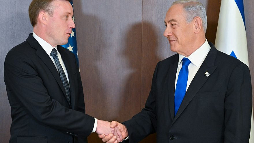 Israeli Prime Minister Benjamin Netanyahu meets with U.S. National Security Advisor Jake Sullivan in Jerusalem, Jan. 19, 2023. Photo by Kobi Gideon/GPO.