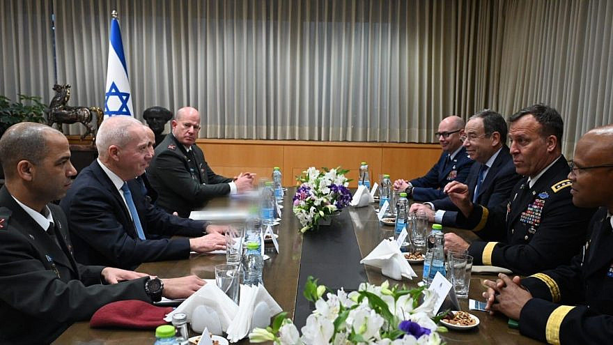 Israeli Defense Minister Yoav Gallant meets with U.S. Central Command (CENTCOM) chief Gen. Michael “Erik” Kurilla at military headquarters in Tel Aviv, Jan. 16, 2023. Credit: Ariel Hermoni/Israeli Defense Ministry.