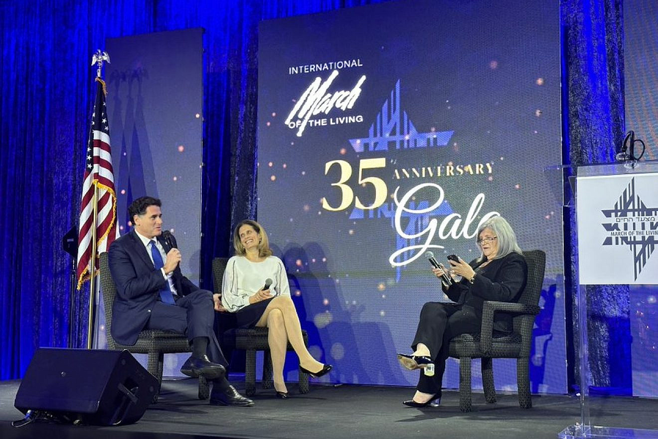 Israeli Strategic Affairs Minister Ron Dermer addresses attendees at the annual International March of the Living gala in Miami on Tuesday. Courtesy.