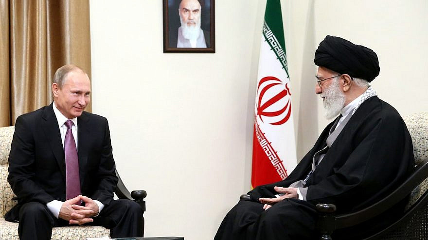 Iran's Ayatollah Ali Khamenei meets Russian Prime Minister Vladimir Putin in Tehran, Nov. 23, 2015. Credit: english.khamenei.ir via Wikimedia Commons.