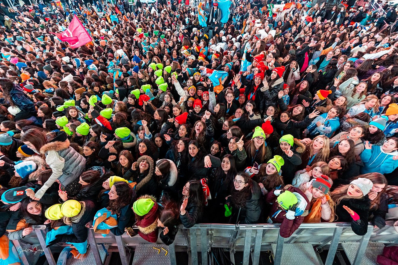 Jewish students gather in Times Square for the annual CTeen International Summit. Photo by Sholem Srugo/CTeen HQ.