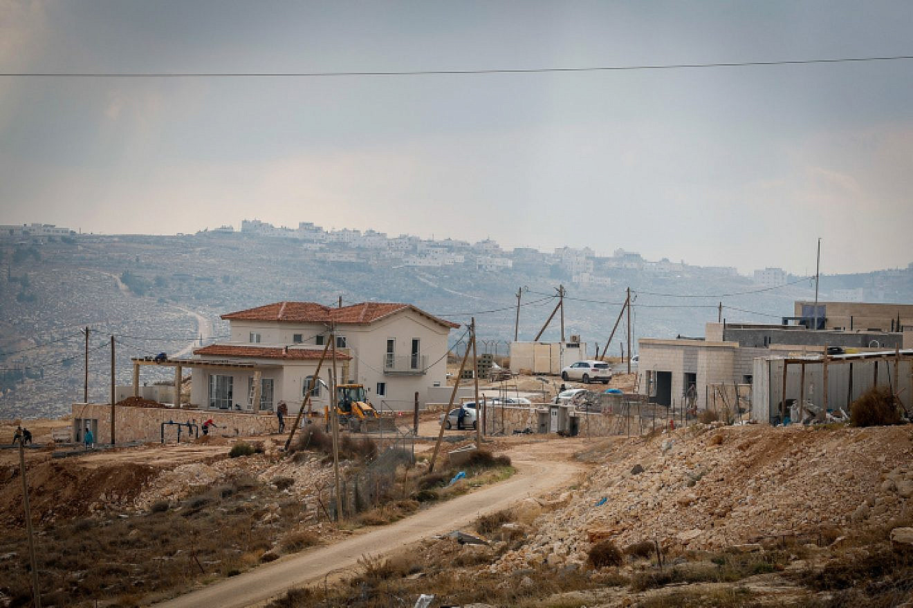 A new neighborhood under construction in Ma’ale Hever, Judea and Samaria, on Dec. 28, 2022. Photo by Gershon Elinson/Flash90.