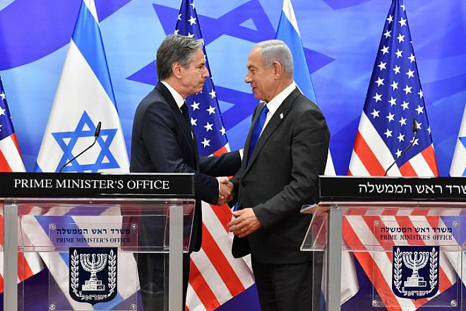 Israeli Prime Minister Benjamin Netanyahu and U.S. Secretary of State Antony Blinken at a Jerusalem press conference on Jan. 30, 2023. Photo by Yoav Ari Dudkevitch/POOL.