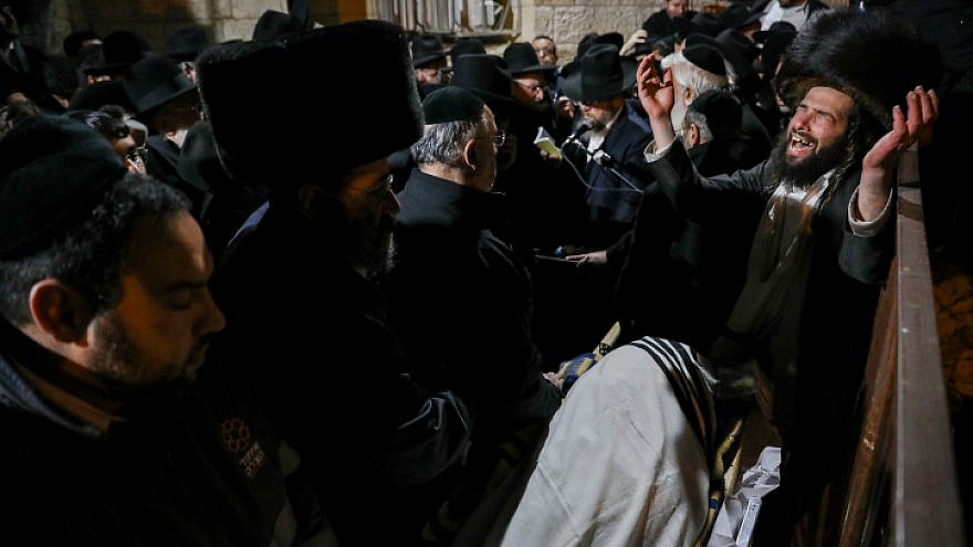 The funeral of 7-year-old Asher Menachem Paley, victim of an Arab car-ramming attack the previous day at a bus stop in Jerusalem, Feb. 11, 2023. Photo by Noam Revkin Fenton/Flash90.