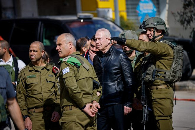 Israeli Defense Minister Yoav Galant visits the scene of a shooting attack in Huwara, which claimed the lives of two Israelis, Feb. 27, 2023. Photo by Erik Marmor/Flash90.