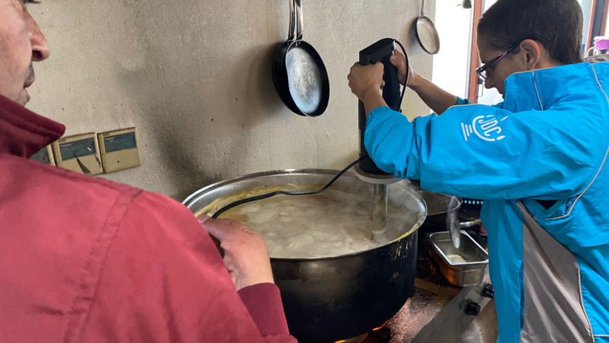 Leora Wine, director of disaster response for the American Jewish Joint Distribution Committee, helps make bread in a restaurant in Gaziantep, Turkey, February 2023. Photo courtesy of JDC.