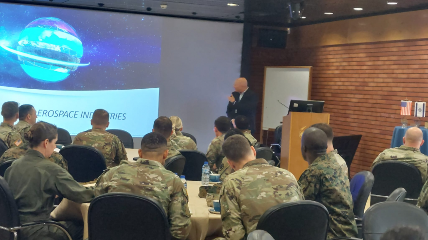 Thirty U.S. military officers learn about technologies being developed by Israel Aerospace Industries, February 2023. Credit: IAI.