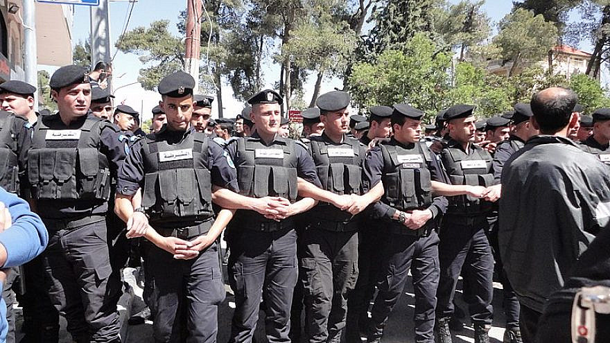 Palestinian Authority police in Ramallah. Source: Wikimedia Commons.