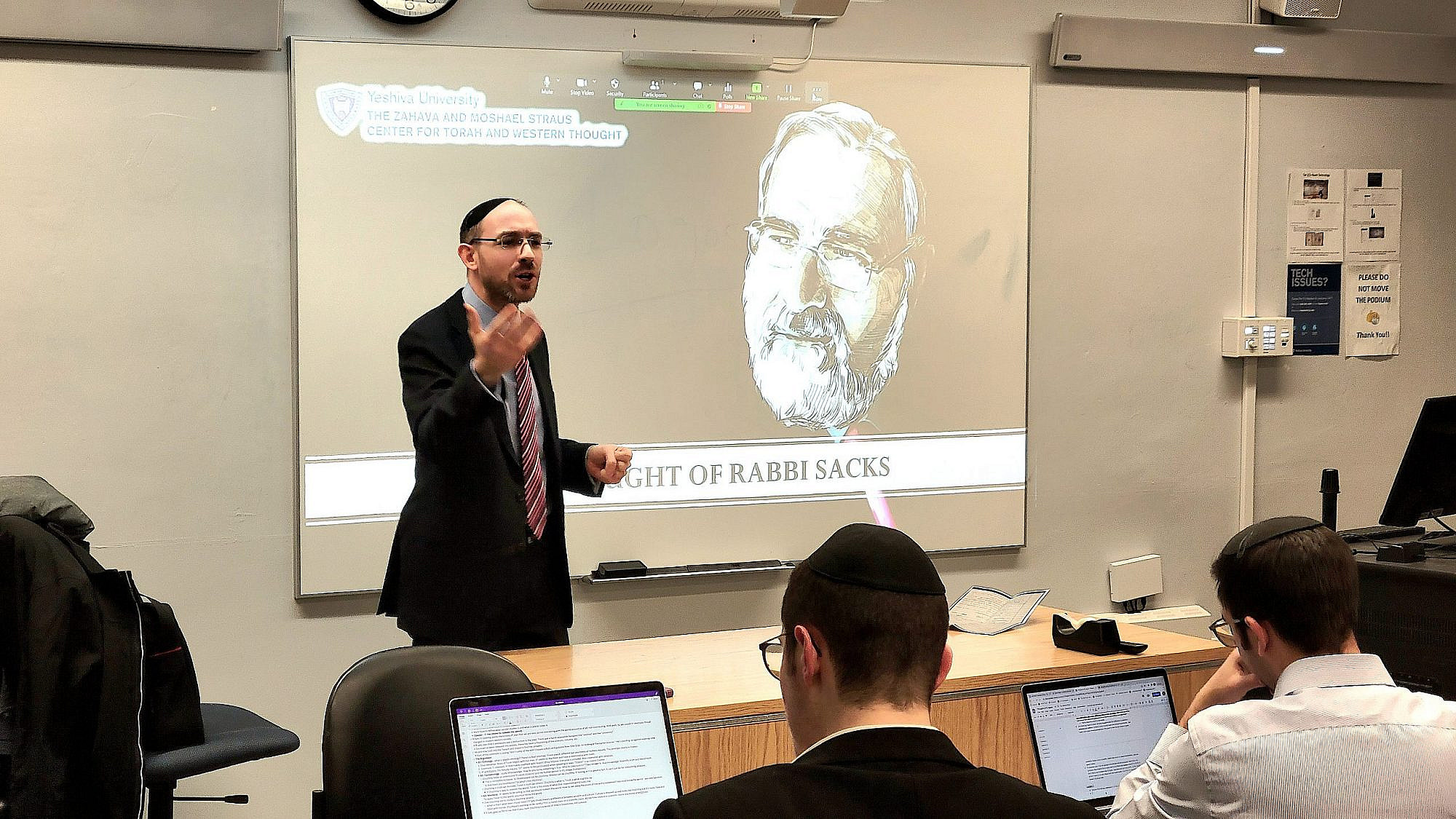 Dov Lerner, rabbi of the Young Israel of Jamaica Estates in Queens, N.Y., teaches lessons based on the religious thought and theories of the late Rabbi Jonathan Sacks. Courtesy of Dov Lerner.