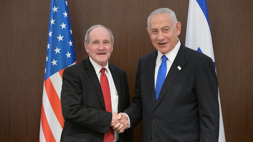 Prime Minister Benjamin Netanyahu meets with U.S. Senator Jim Risch (R-ID), the ranking member of the Committee on Foreign Relations, in Jerusalem, Israel, Feb. 21, 2023. Credit: Amos Ben-Gershom/GPO.