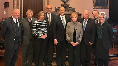 Antisemitism envoys, and Jewish leaders from Europe and the United States, gather as part of a panel to discuss rising Jew-hatred in America, Feb. 28, 2023. Credit: Photo courtesy of the American Jewish Committee.