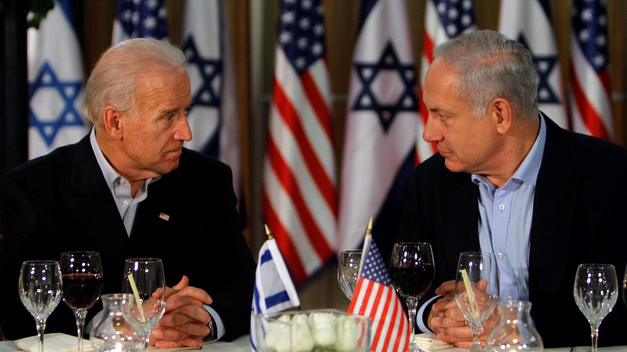 Then-U.S. Vice President Joe Biden and Israeli Prime Minister Benjamin Netanyahu in Jerusalem, March 9, 2010. Photo by Miriam Alster/Flash90.
