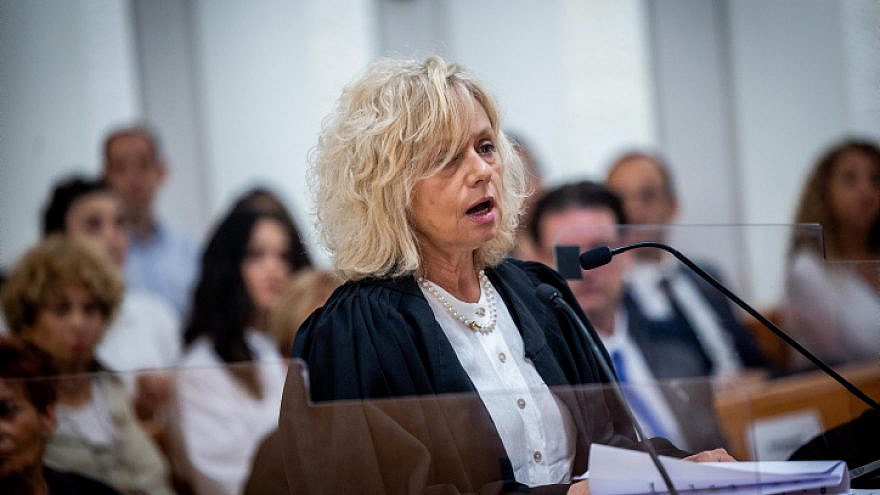 Attorney General Gali Baharav-Miara at a ceremony held for outgoing Supreme Court judge George Karra,  May 29, 2022. Photo by Yonatan Sindel/Flash90.