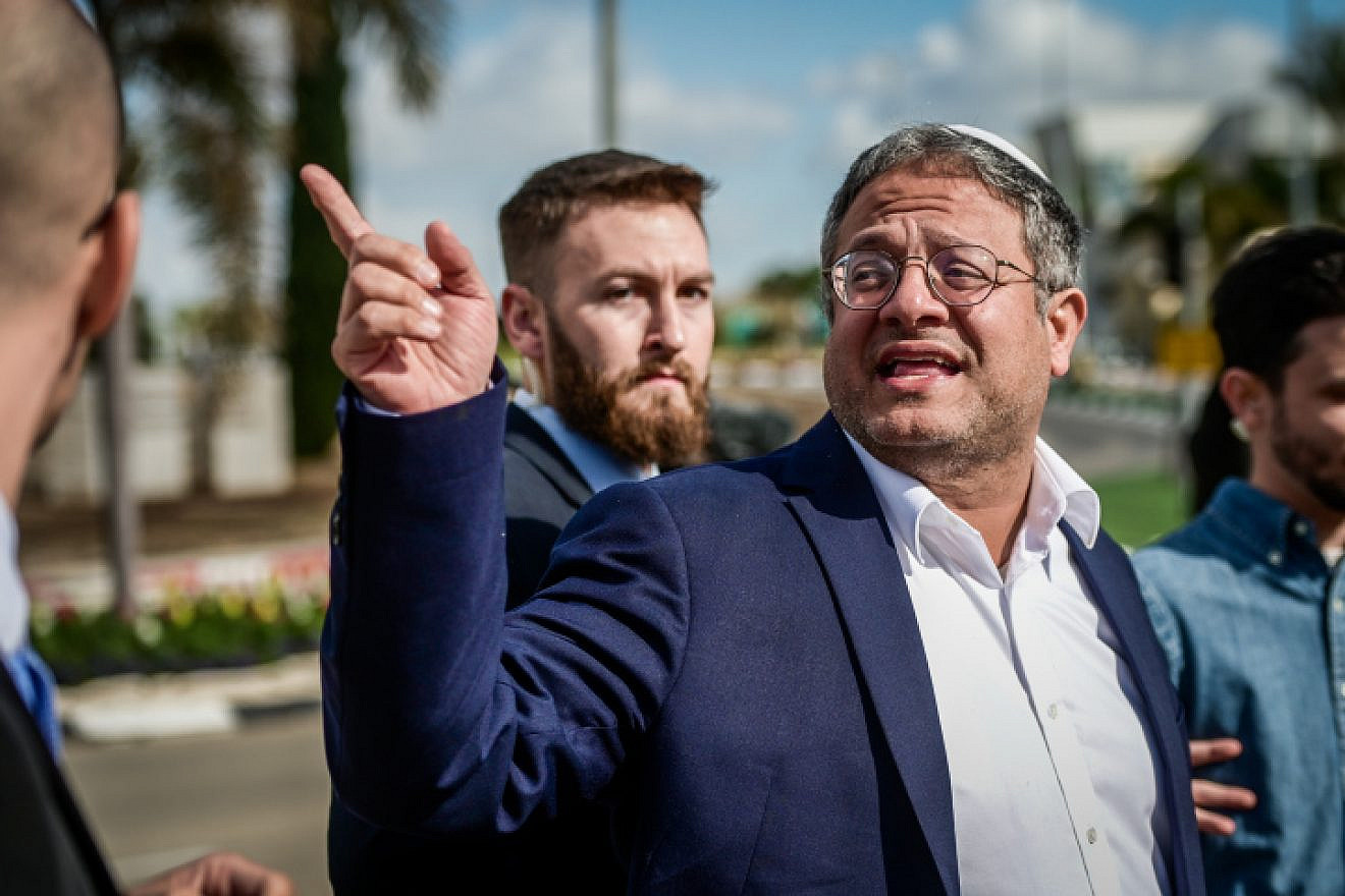 National Security Minister Itamar Ben-Gvir at the entrance to Ben-Gurion Airport, March 9, 2023. Photo by Avshalom Sassoni/Flash90.