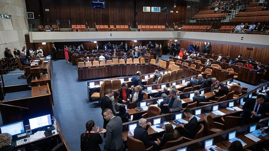 The Knesset assembly hall, on March 13, 2023. Photo by Yonatan Sindel/Flash90.