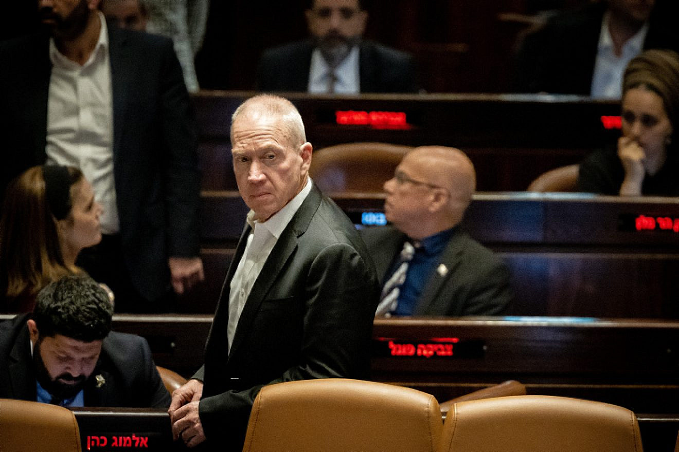 Israeli Defense Minister Yoav Gallant at the Knesset, March 22, 2023. Photo by Yonatan Sindel/Flash90.