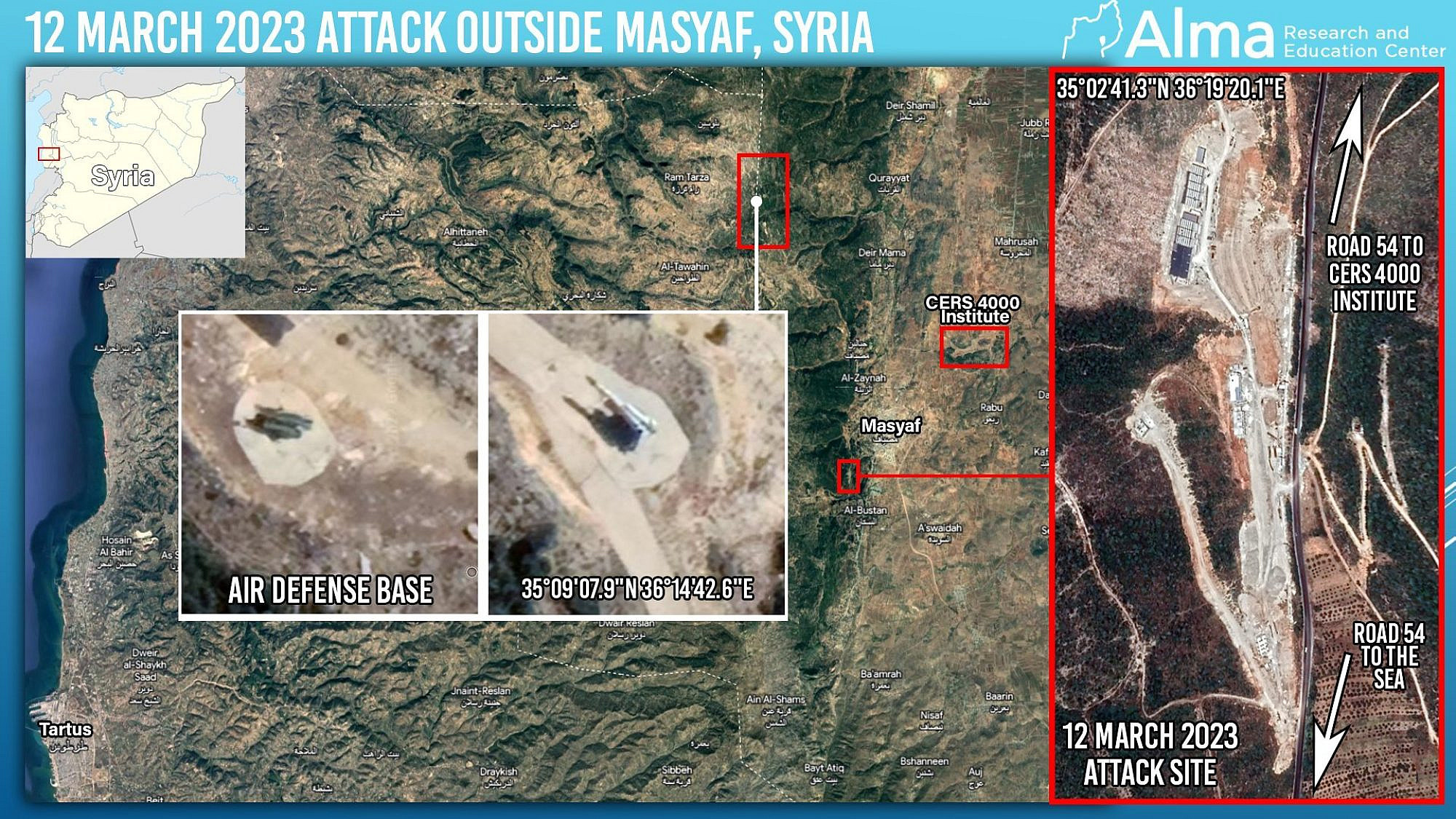 A daytime airstrike in Syria on March 12, 2023 that has been attributed to Israel may have been linked to Hezbollah's precision-missile program. Credit: Alma Center.