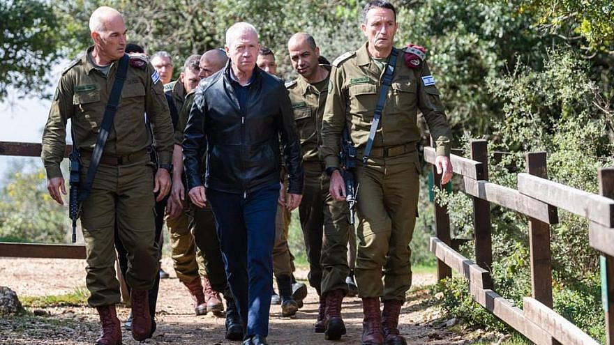 Defense Minister Yoav Gallant holds a situational assessment along the border with Lebanon, March 16, 2023. Credit: Israeli Ministry of Defense Spokesperson's Office.