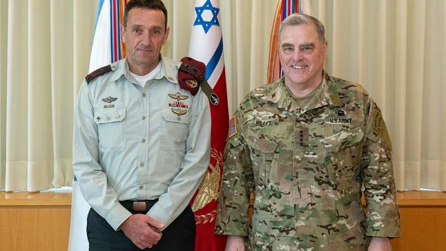 Chief of the General Staff of the Israel Defense Forces Herzi Halevi and U.S. Joint Chiefs of Staff Gen. Mark Milley, March 3, 2023. Source: Twitter/IDF.