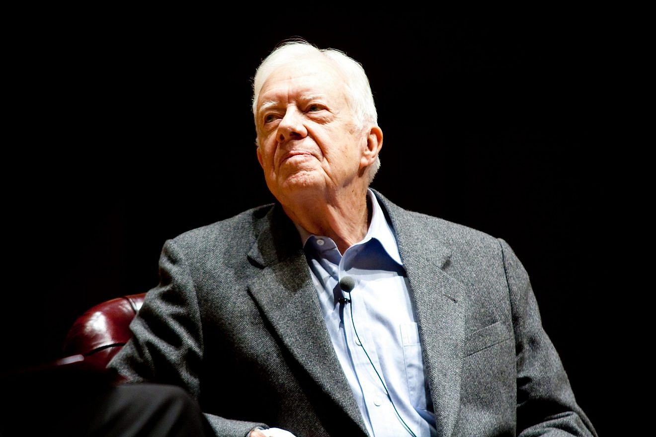 Former President Jimmy Carter speaks onstage at Emory University in Atlanta on Nov. 10, 2008. Credit: Nir Levy/Shutterstock.