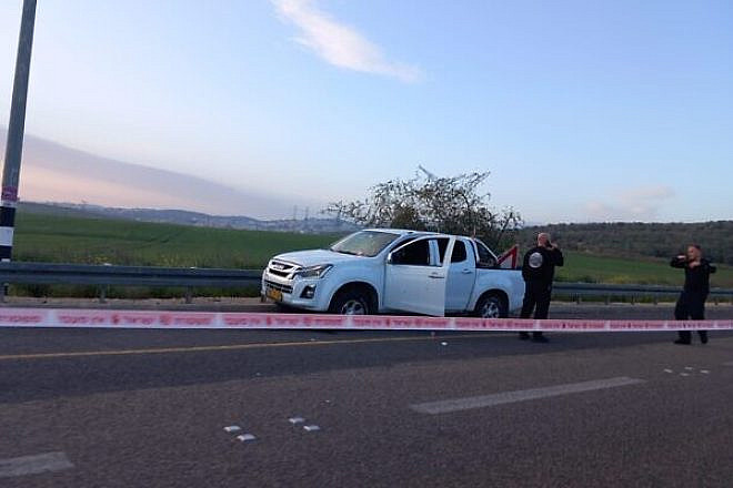 The scene of a terrorist bombing on Route 65 in northern Israel, March 13, 2023. Source: Twitter.