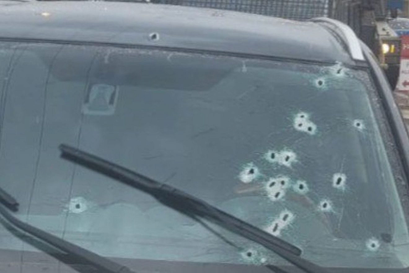 A man was seriously injured in a shooting attack on his car in Huwara, outside Nablus on March 19, 2023. Source: Twitter.